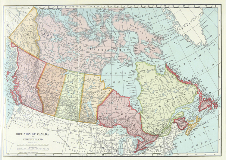 Carte du dominion du Canada et Terre-Neuve, 1917. (Cliquer sur l'image pour l'agrandir)