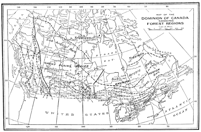 Map of the Dominion of Canada, showing forest regions, 1927