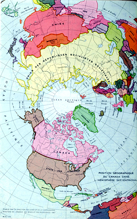 Position géographique du Canada dans l'hémisphère septentrional