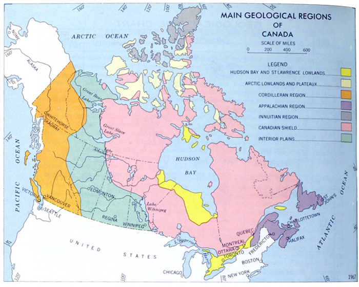 Main geological regions of Canada