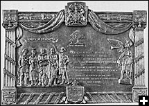 Photograph of mural bronze in the old Legislative Council Chamber, provincial building, Charlottetown, Prince Edward Island, commemorating the meeting of September 1, 1864.