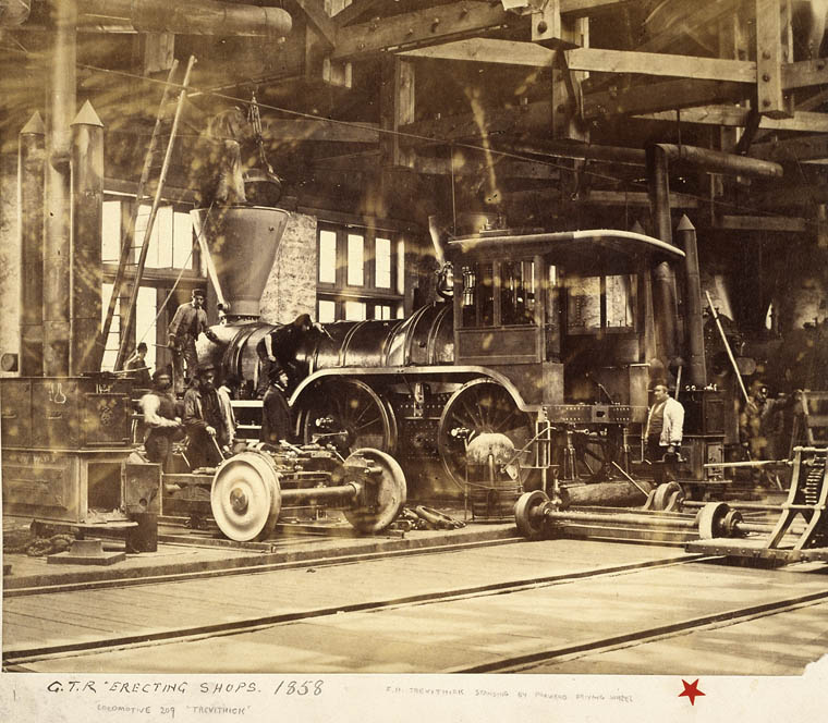 Locomotive 209 ‘Trevithick’, in the Grand Trunk Railway erecting shops 